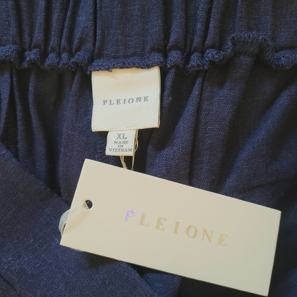 Pleione‎ - Navy Blue Linen Wide Leg Capri Pants - Picture 7 of 7